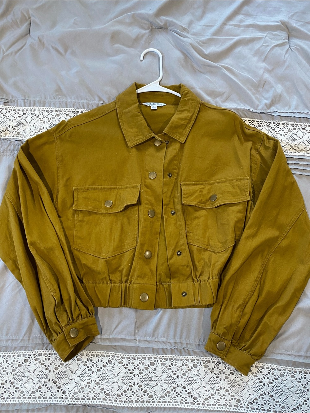 Cropped Olive Utility Bomber Jacket - Unbranded